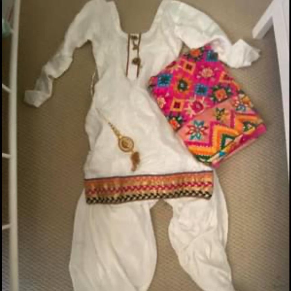 Bollywood Punjabi suit with phulkari dupatta